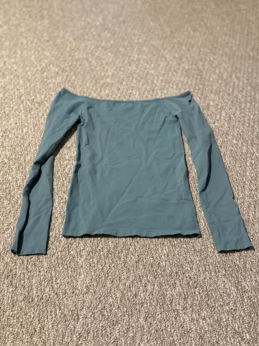 Women's Off-Shoulder Long Sleeve Top in Teal Blue